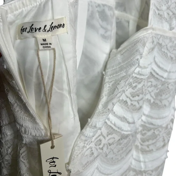 For Love and Lemons Mimi Mini White Lace Dress Size Medium NWT - Picture 7 of 9